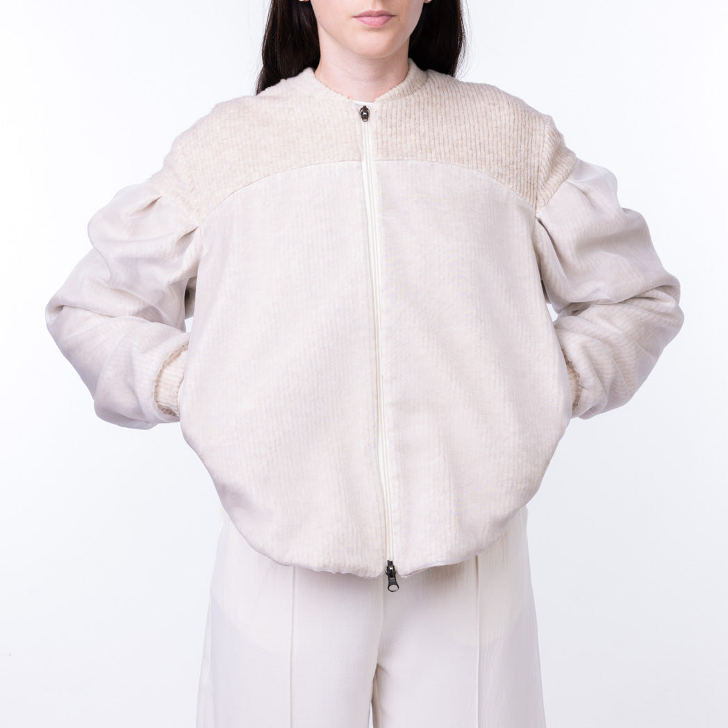 Tanis wool and organza bomber jacket