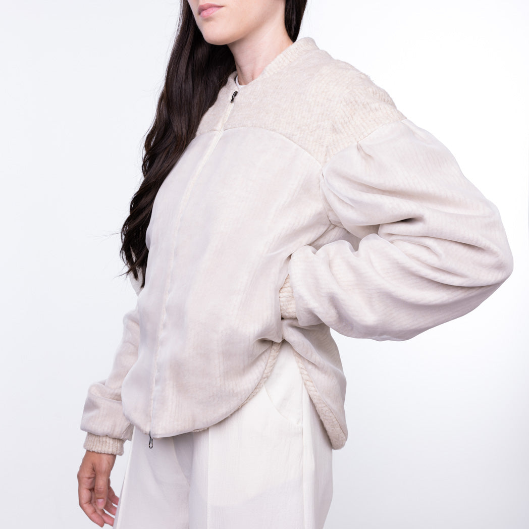 Tanis wool and organza bomber jacket