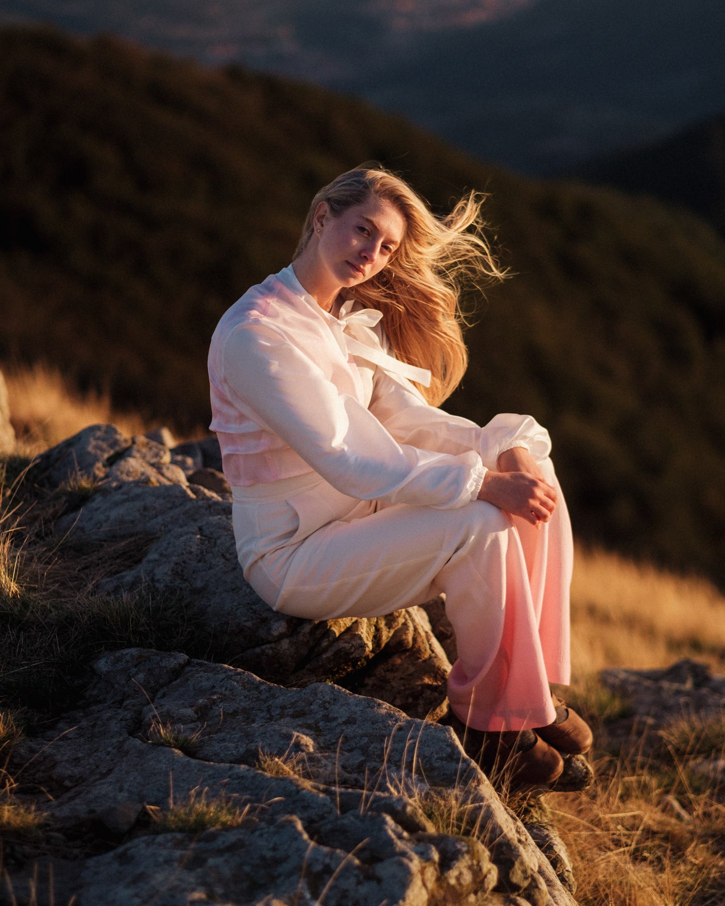 Pantaloni lunghi Elida con degradé naturale rosa